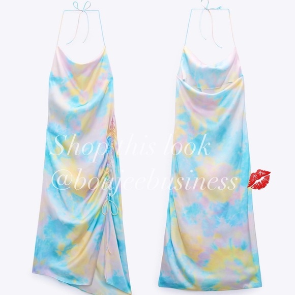 ZARA BNWT Tie Dye Slip Dress with Spaghetti Straps - Picture 9 of 9